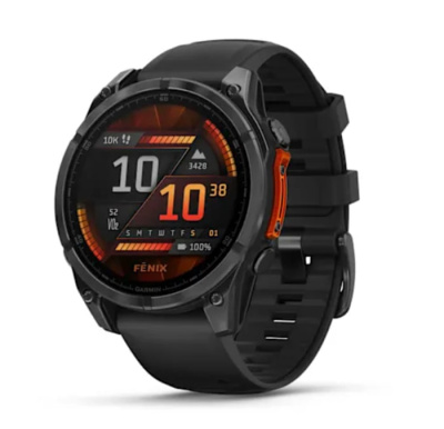 Fenix 8 - 47 мм AMOLED серый, с черным силиконовым ремешком
