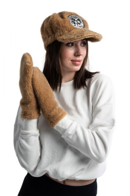 Варежки меховые NEW цвет camel размер 20 (женский)