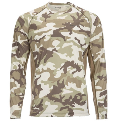 Термофутболка Simms SolarFlex LS Crewneck - Print цвет Woodland Camo Sandbar размер XXL