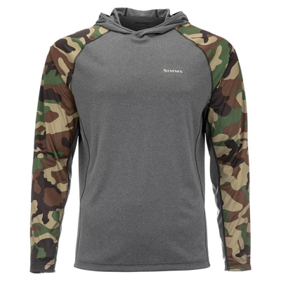 Термофутболка Simms SolarFlex Hoody - Print цвет Woodland Camo/Carbon Heather размер XXL