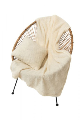 Комплект Букле подушка и плед цвет ваниль