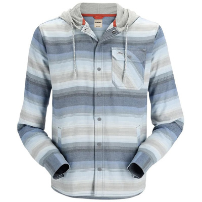 Рубашка Simms Santee Flannel Hoody цвет Navy/Storm/Steel Blue Stripe размер M