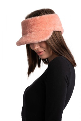 Меховая полукепка NEW унисекс цвет лосось размер 54-58