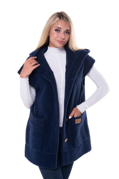 Жилет с капюшоном цвет индиго размер 48-50