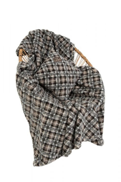 Плед мех 140х200 см цвет серый / клетка