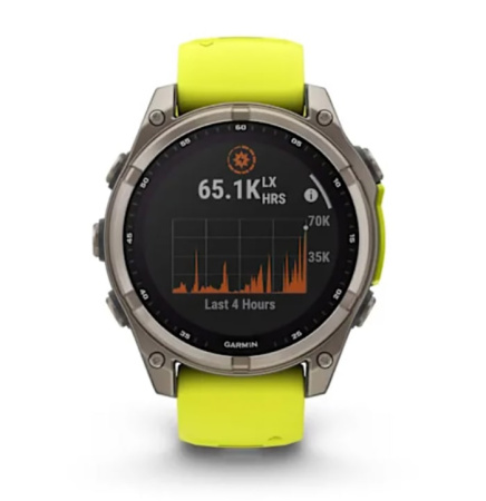 Fenix 8 - 47 мм Solar Sapphire титан, силиконовый ремешок ярко-желтого цвета/цвета графита