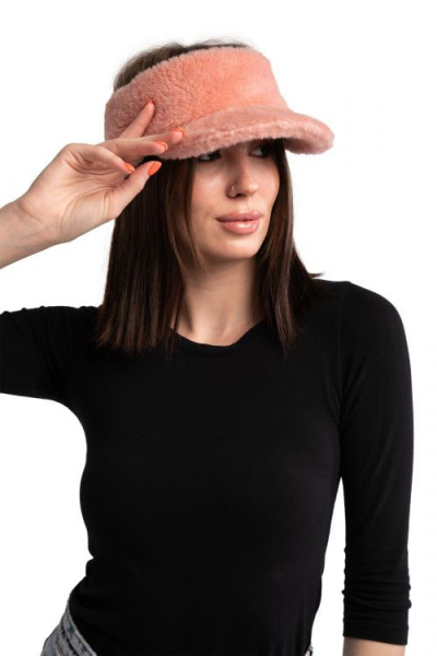 Меховая полукепка NEW унисекс цвет лосось размер 54-58