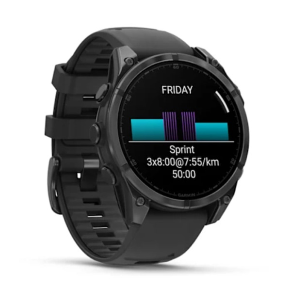 Fenix 8 - 47 мм AMOLED серый, с черным силиконовым ремешком