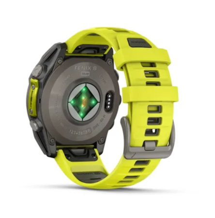 Fenix 8 - 47 мм Solar Sapphire титан, силиконовый ремешок ярко-желтого цвета/цвета графита