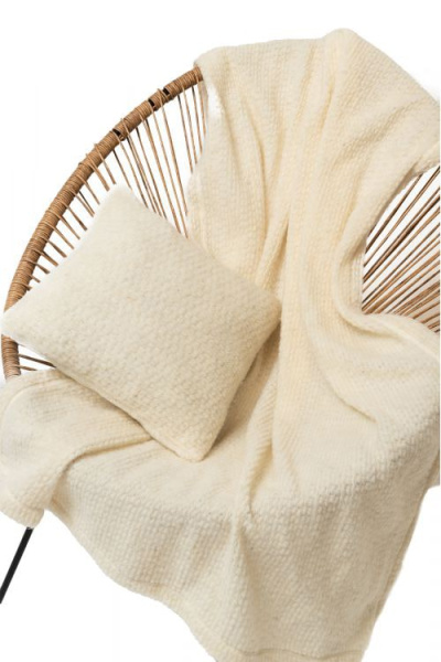 Комплект Букле подушка и плед цвет ваниль