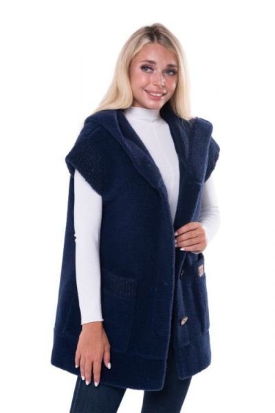 Жилет с капюшоном цвет индиго размер 48-50