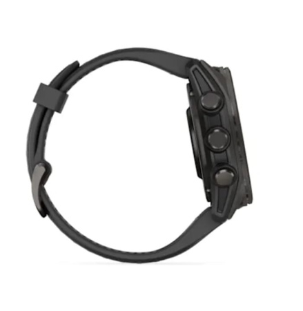 Fenix 8 - 43 мм AMOLED Sapphire титан DLC серый карбон, силиконовый ремешок черного/серого цвета