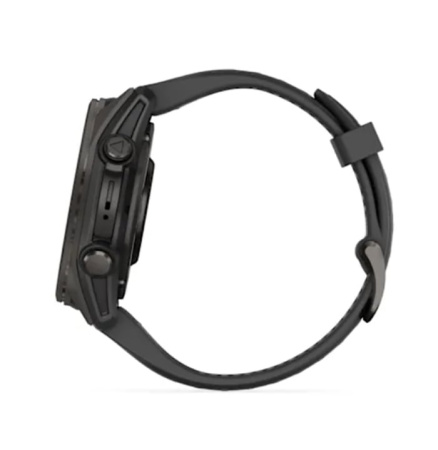 Fenix 8 - 43 мм AMOLED Sapphire титан DLC серый карбон, силиконовый ремешок черного/серого цвета