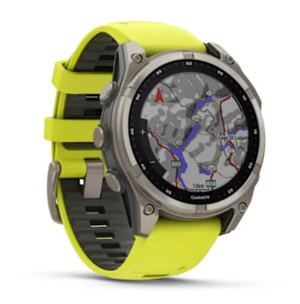 Fenix 8 - 47 мм Solar Sapphire титан, силиконовый ремешок ярко-желтого цвета/цвета графита