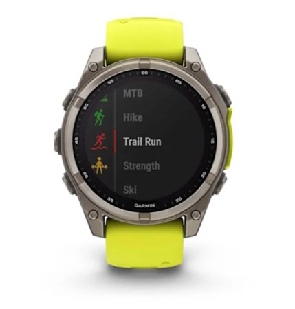 Fenix 8 - 47 мм Solar Sapphire титан, силиконовый ремешок ярко-желтого цвета/цвета графита