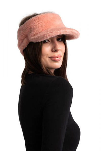 Меховая полукепка NEW унисекс цвет лосось размер 54-58