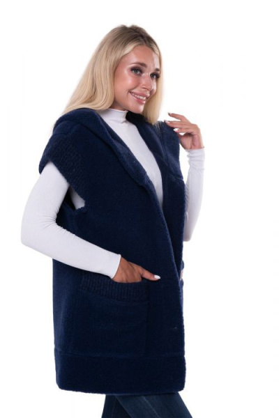 Жилет с капюшоном цвет индиго размер 48-50