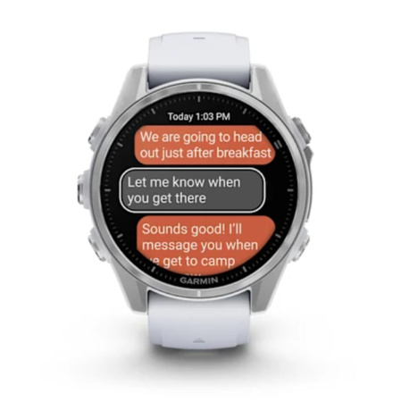 Fenix 8 - 43 мм AMOLED cеребристый, с силиконовым ремешком цвета белого камня