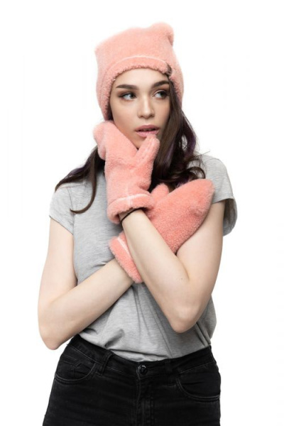 Шапка меховая цвет лосось размер 54-58