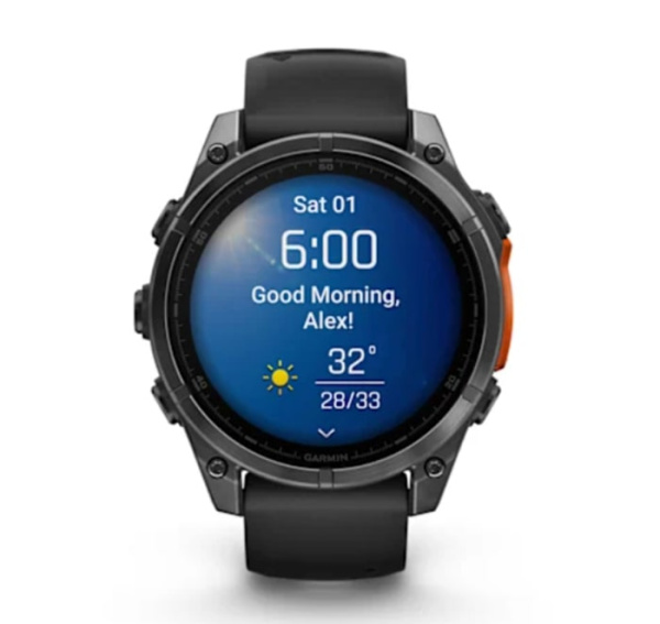 Fenix 8 - 47 мм AMOLED серый, с черным силиконовым ремешком