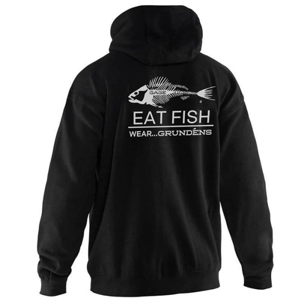 Толстовка Grundens Eat Fish Hooded Sweatshirt черная