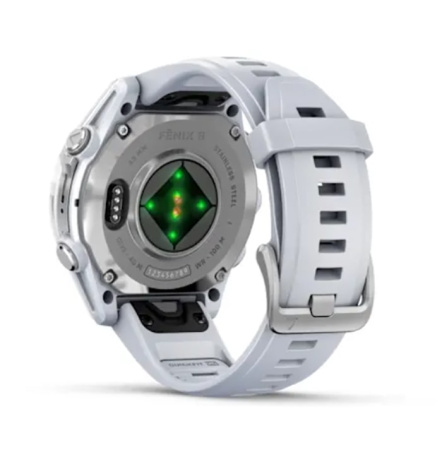 Fenix 8 - 43 мм AMOLED cеребристый, с силиконовым ремешком цвета белого камня