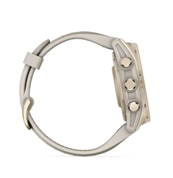 Fenix 8 - 43 мм AMOLED Sapphire мягкое золото, силиконовый ремешок туманно-серого цвета/темного песчаника