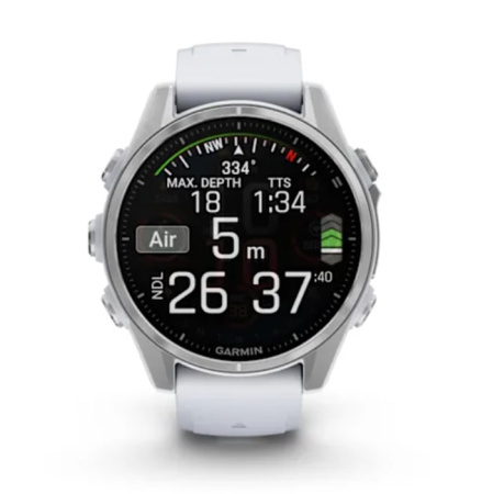 Fenix 8 - 43 мм AMOLED cеребристый, с силиконовым ремешком цвета белого камня