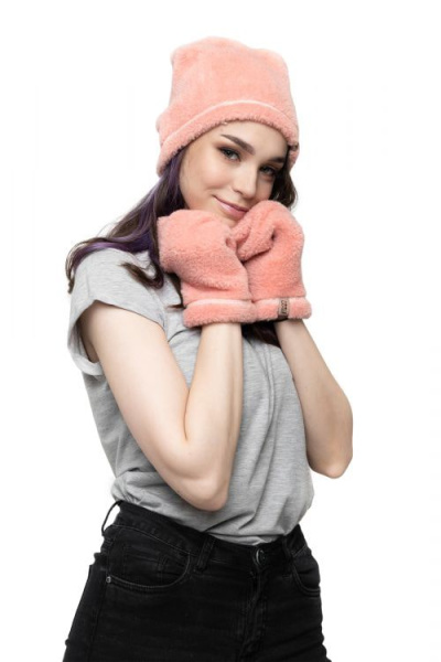 Шапка меховая цвет лосось размер 54-58