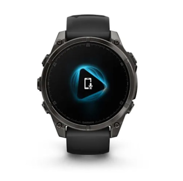 Fenix 8 - 47 мм AMOLED Sapphire титан DLC серый карбон, силиконовый ремешок черного/серого цвета