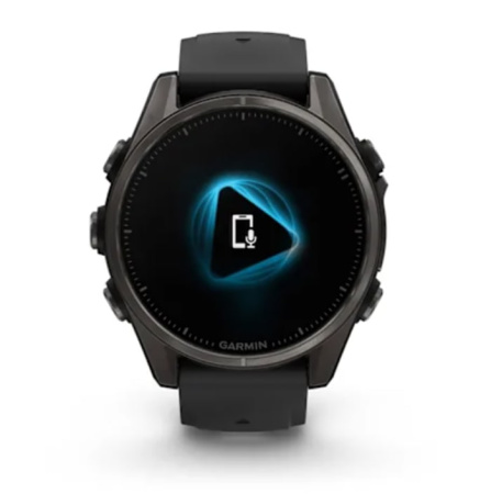 Fenix 8 - 43 мм AMOLED Sapphire титан DLC серый карбон, силиконовый ремешок черного/серого цвета