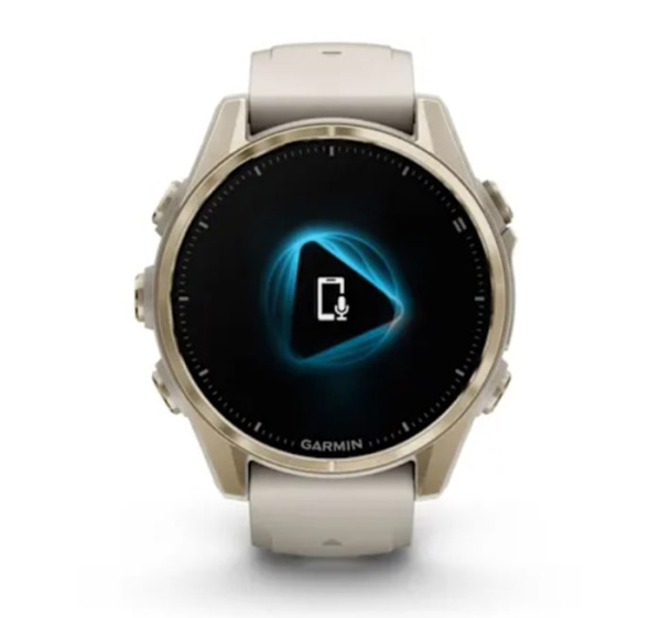 Fenix 8 - 43 мм AMOLED Sapphire мягкое золото, силиконовый ремешок туманно-серого цвета/темного песчаника