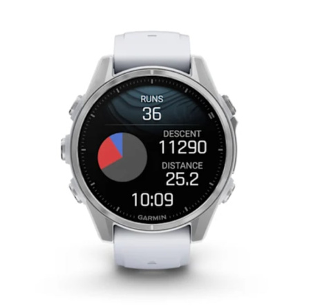 Fenix 8 - 43 мм AMOLED cеребристый, с силиконовым ремешком цвета белого камня