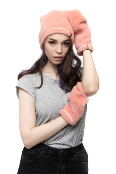 Шапка меховая цвет лосось размер 54-58