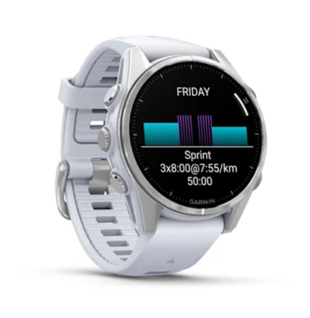 Fenix 8 - 43 мм AMOLED cеребристый, с силиконовым ремешком цвета белого камня