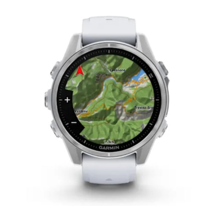 Fenix 8 - 43 мм AMOLED cеребристый, с силиконовым ремешком цвета белого камня